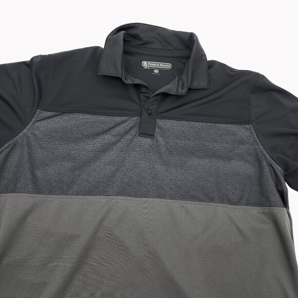 Pebble Beach Mens XL Golf Polo Shirt Gray Black Colorblock Moisture Wicking - Picture 2 of 5